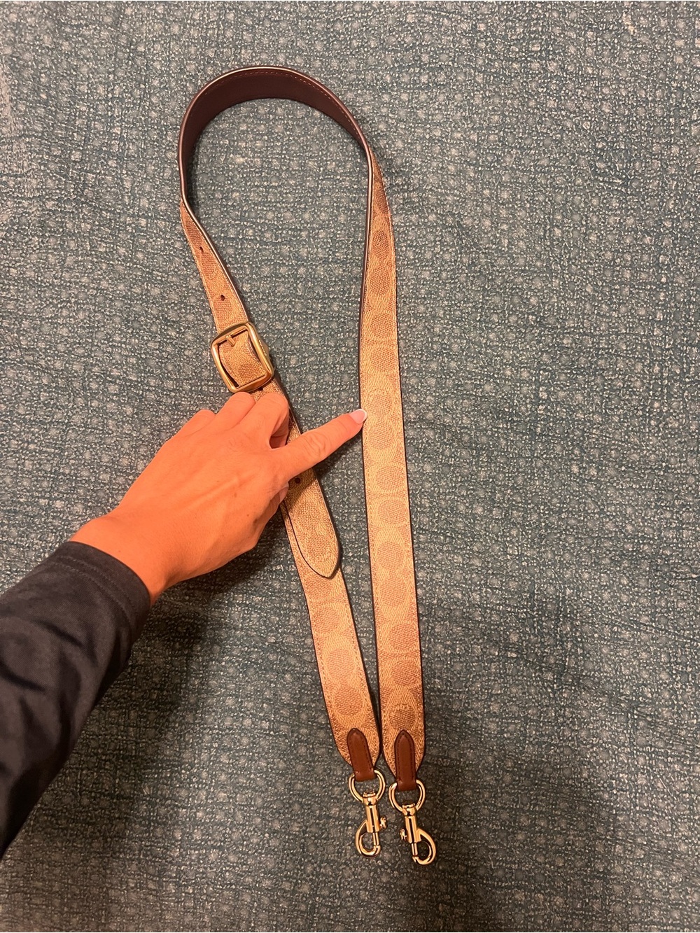 Coach Adjustable Brown Signature-Pattern Crossbody Strap